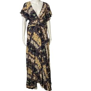 Abel The Label Anthropologie Boho Prarie Cottage Core Multicolor Maxi Dress Sz S